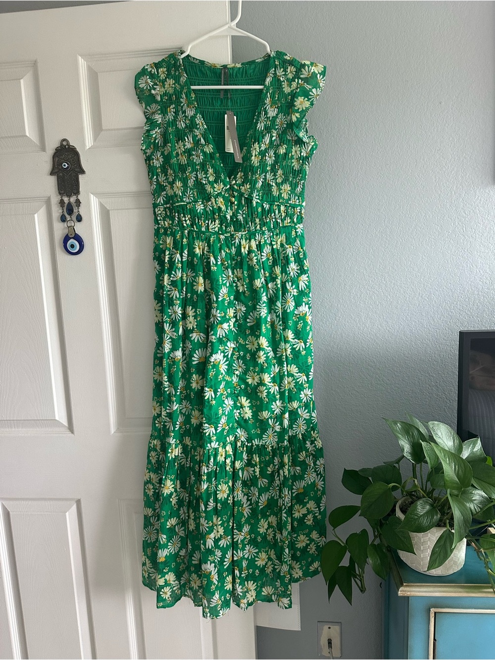 Anthropologie. The Peregrine Green Floral Midi Dress. NWT. Size XS